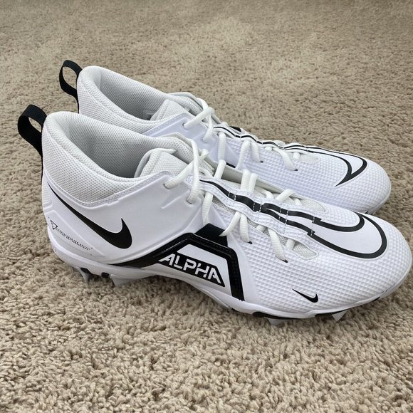 Nike Alpha Menace 3 Shark Mid Football Cleats Men's 12 White CV0582-100 - New - Picture 3 of 11